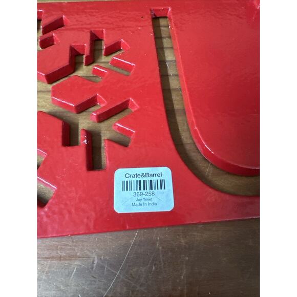 Crate And Barrel Metal Joy Trivet Christmas Holiday Snowflake Rare - Picture 7 of 7